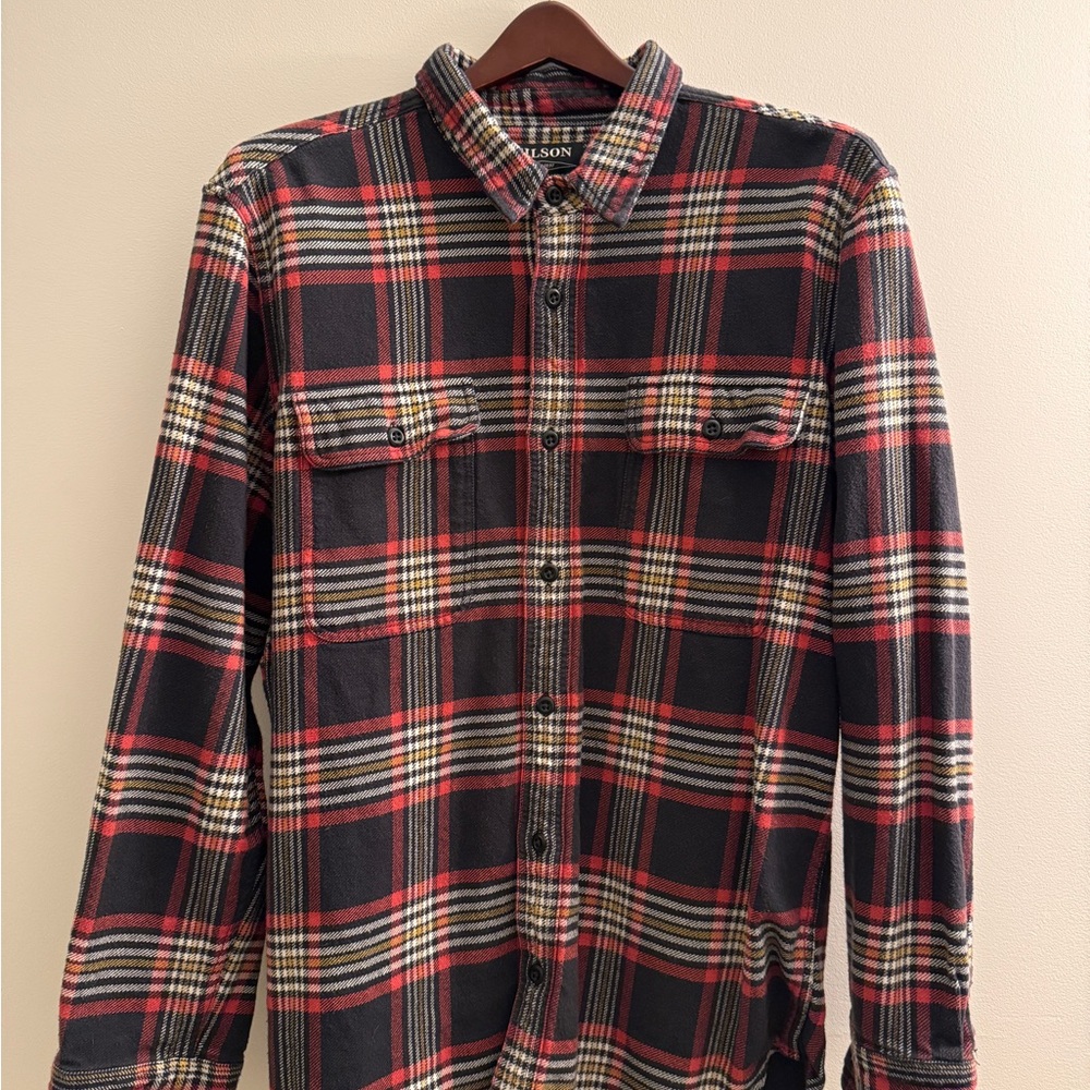 Filson Men's Scout Shirt Plaid Shirt in Red, Black, and White - Picture 1 of 4